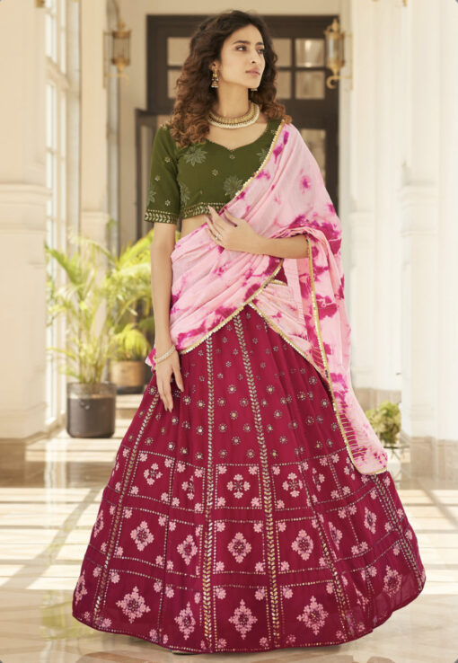 Deep Pink Georgette Lehenga Choli