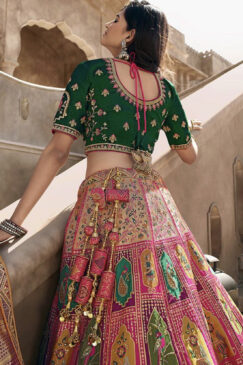 Alternative view of Multicoloured Banarasi Silk Bridal Lehenga Choli