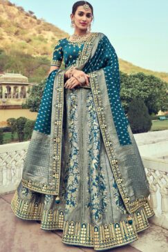 Blue Heavy Silk Lehenga Choli