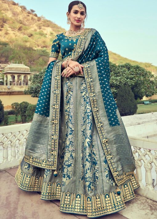 Blue Heavy Silk Lehenga Choli