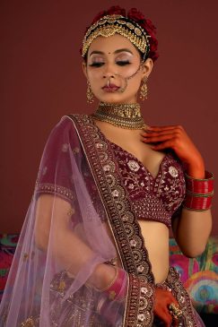 Alternative view of Purple Embroidered Bridal Lehenga Choli