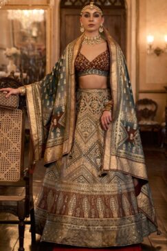 Multicoloured Rajwadi Silk Embroidered Lehenga Choli
