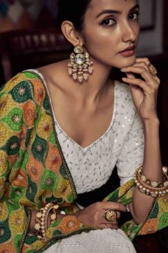 Alternative view of White Embroidered Party Wear Lehenga Choli