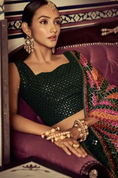 Alternative view of Green Embroidered Party Wear Lehenga Choli