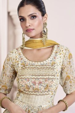 Alternative view of Cream Embroidered Anarkali Suit