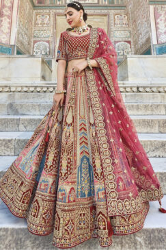 Maroon Silk Bridal Lehenga Choli