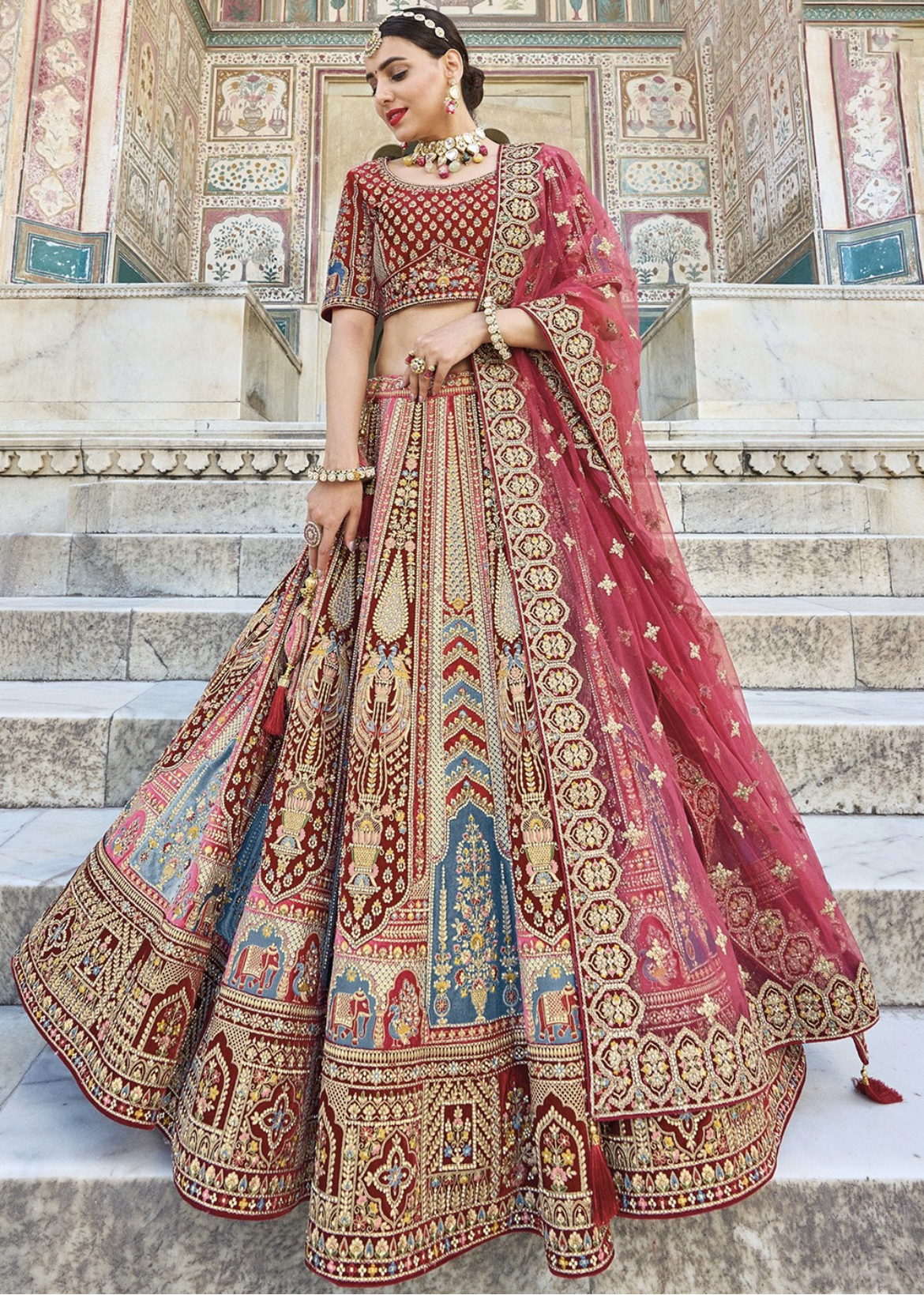 Maroon Silk Bridal Lehenga Choli Lehengas Designer Collection