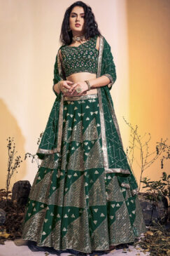 Green Party Wear Lehenga Choli