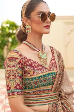 Alternative view of Beige Smooth Silk Woven Lehenga Choli