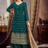 Teal Green Embroidered Palazzo Suit