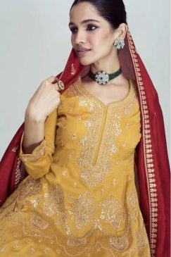 Alternative view of Mustard & Green Frock Style Silk Pant Suit