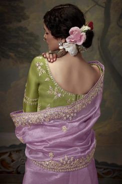 Alternative view of Lilac Embroidered Wedding Saree
