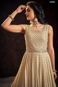 Alternative view of Cream Georgette Embroidered Anarkali Suit