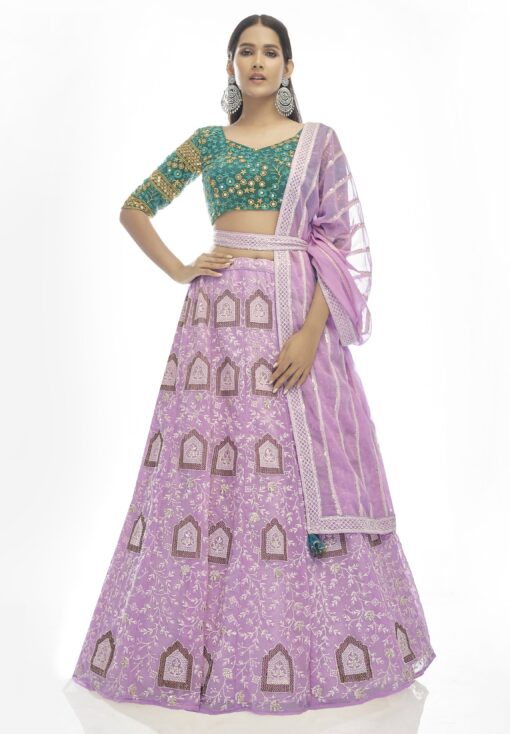 Lilac Georgette Lehenga Choli