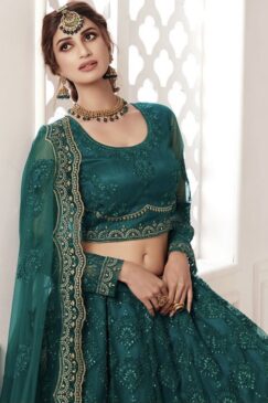 Alternative view of Morpich Embroidered Net Bridal Lehenga Choli