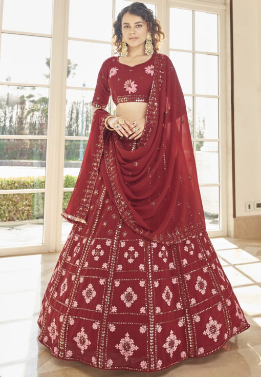 Red Georgette Lehenga Choli