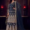 Blue Net Embroidered Palazzo Suit
