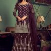 Wine Net Embroidered Palazzo Suit