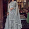 Grey Net Embroidered Palazzo Suit