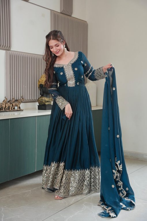 Beautiful anarkali gown in Crush silk Fabric