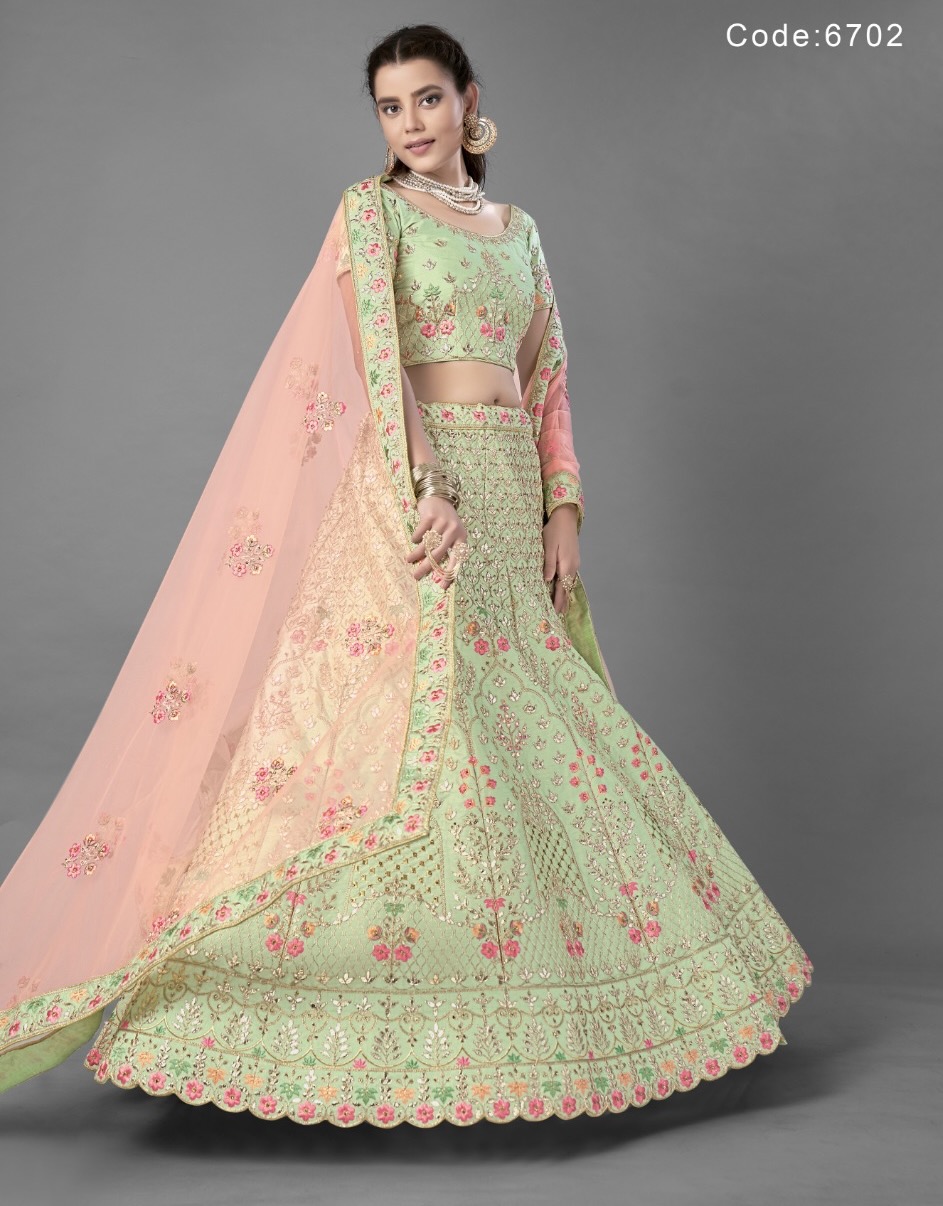 Light Green Net Bridal Lehenga Choli Lehengas Designer Collection