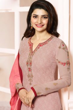 Alternative view of Prachi Desai Light Pink Georgette Straight Suit