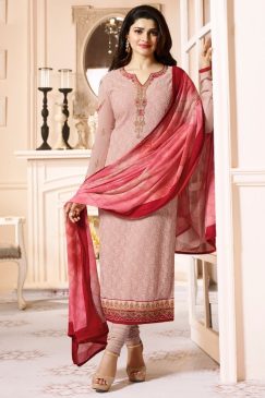 Prachi Desai Light Pink Georgette Straight Suit