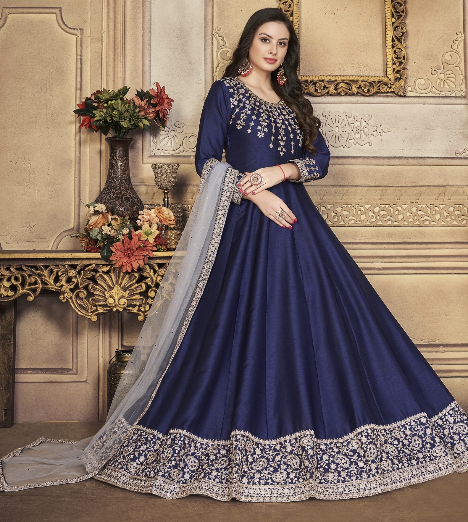 Silk anarkali best sale gowns