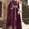 Purple Embroidered Front Slit Anarkali Suit