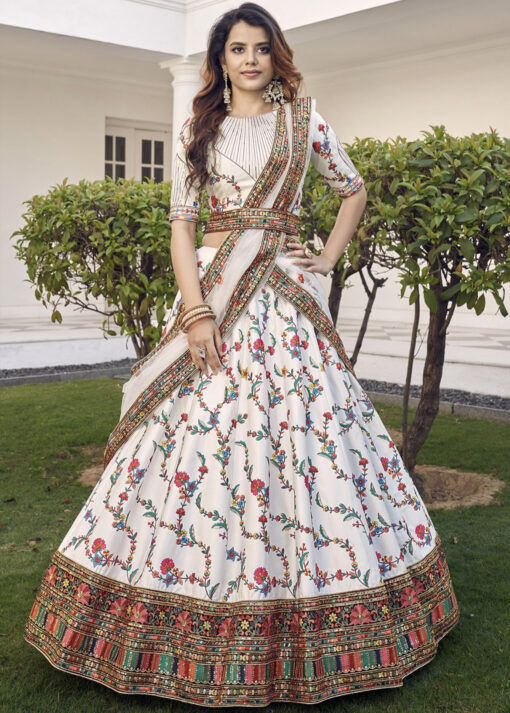 White Silk Gota Patti Sangeet Lehenga Choli