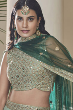 Alternative view of Green Party Wear Silk Frill Lehenga Choli