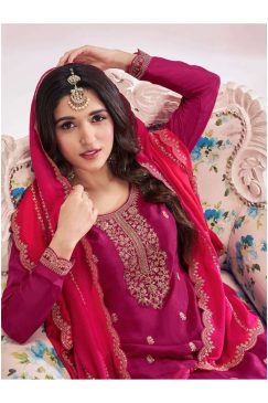 Alternative view of Red Magenta Color Beautiful Partywear Dress