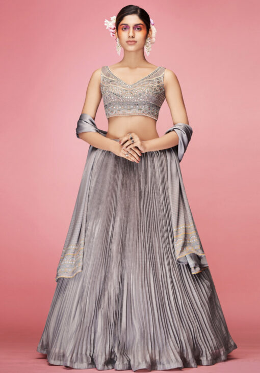 Grey Art Silk Sangeet Lehenga Choli