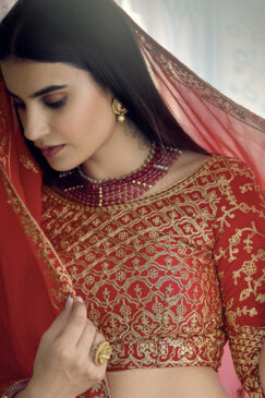 Alternative view of Red Georgette Sangeet Lehenga Choli