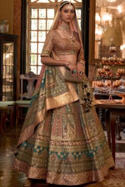 Brown Royal Rajwadi Silk Embroidered Lehenga Choli