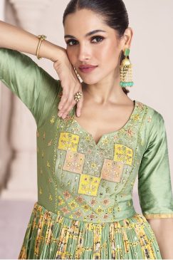 Alternative view of Green Embroidered Anarkali Suit