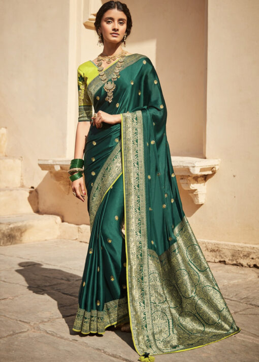 Green Silk Embroidered Saree