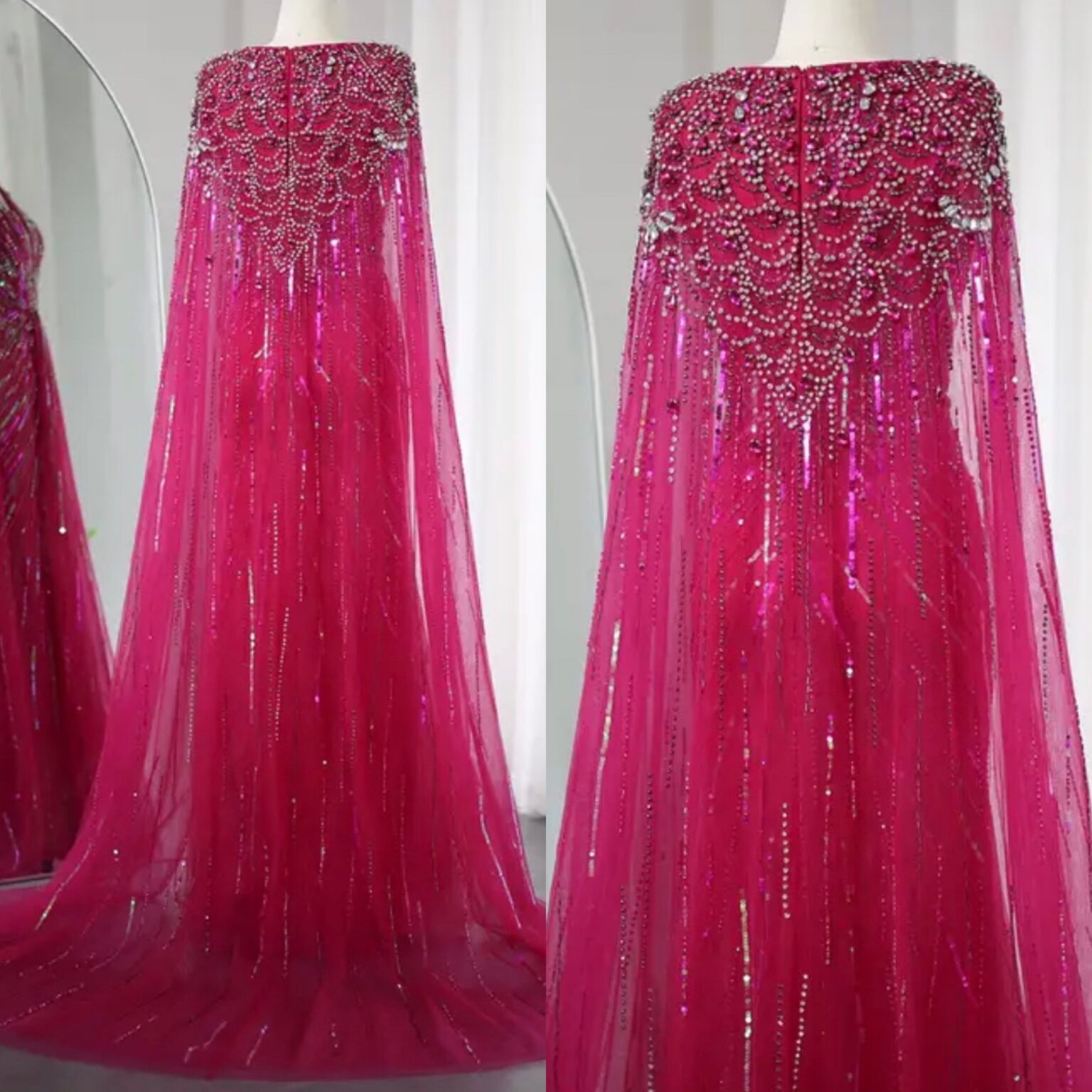 Draped Evening Gown With Side Cape 01012630707 main image 0
