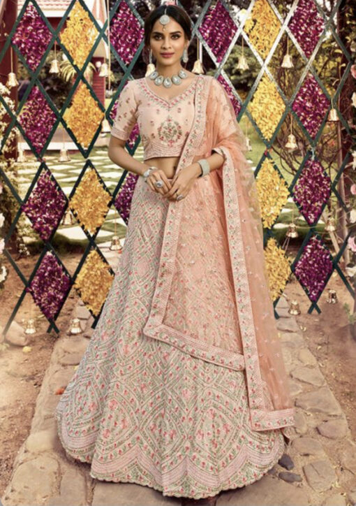 Luscious Pink Organza Party Wear Lehenga Choli