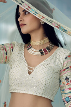 Alternative view of White Georgette Sangeet Lehenga Choli