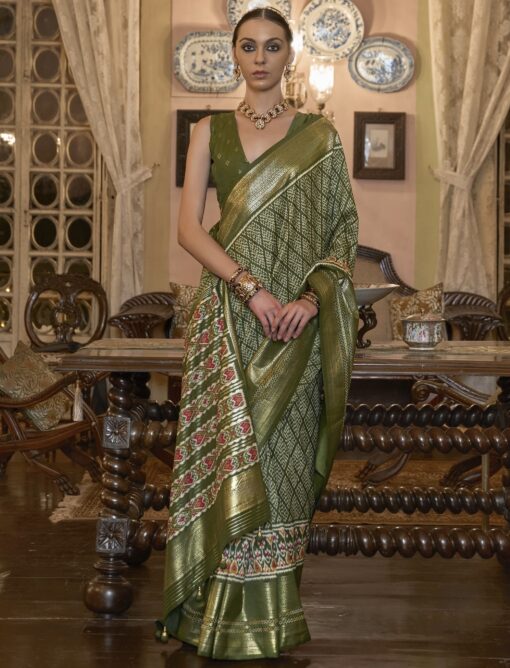 Light Green Patola Silk Designer Saree