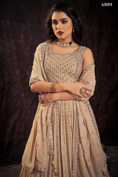 Alternative view of Peach Georgette Embroidered Anarkali Suit