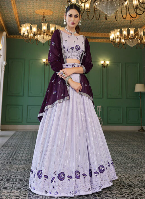 Lavender Georgette Lehenga Choli
