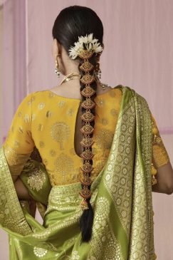 Alternative view of Green Embroidered Wedding Saree