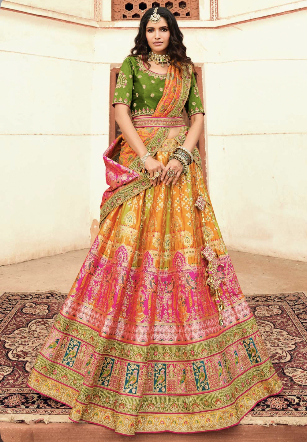 Banarasi silk hotsell bridal lehenga