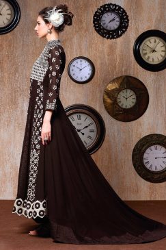 Alternative view of Brown Faux Georgette Anarkali Suit