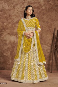 Alternative view of Yellow Color Beautiful Georgette Fabric With Thread & Sequins Work