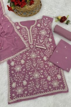 Alternative view of simple partywear dress in georgette fabric