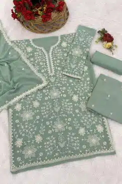 Alternative view of simple partywear dress in georgette fabric