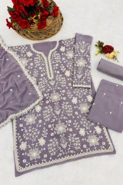 Alternative view of simple partywear dress in georgette fabric
